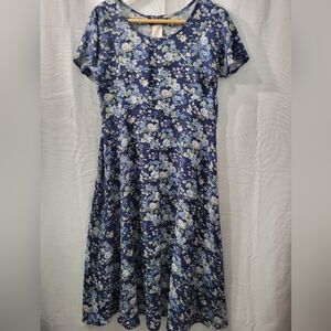Vintage All That Jazz Floral Blue Dress Size 9